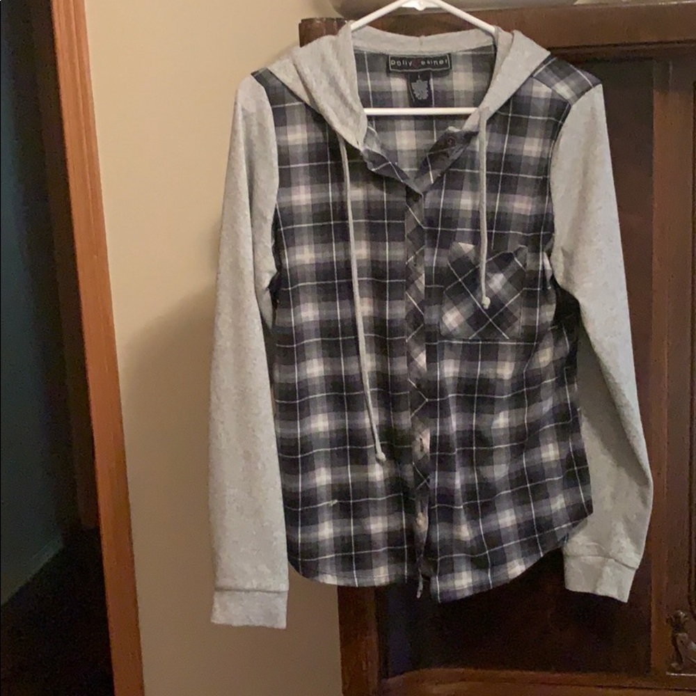 Ladies button up blouse/hoodie